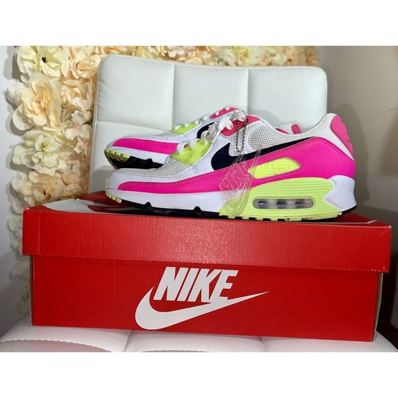 FREE keychain W11 Nike Air Max 90 Running Shoes CT-1030-100 White/Black-Pink main image 7